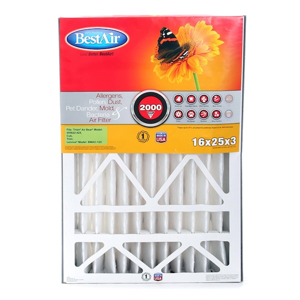 Bestair 16 in. W X 25 in. H X 3 in. D 11 MERV Pleated Air Filter 1 pk AB3-1625-11R - main